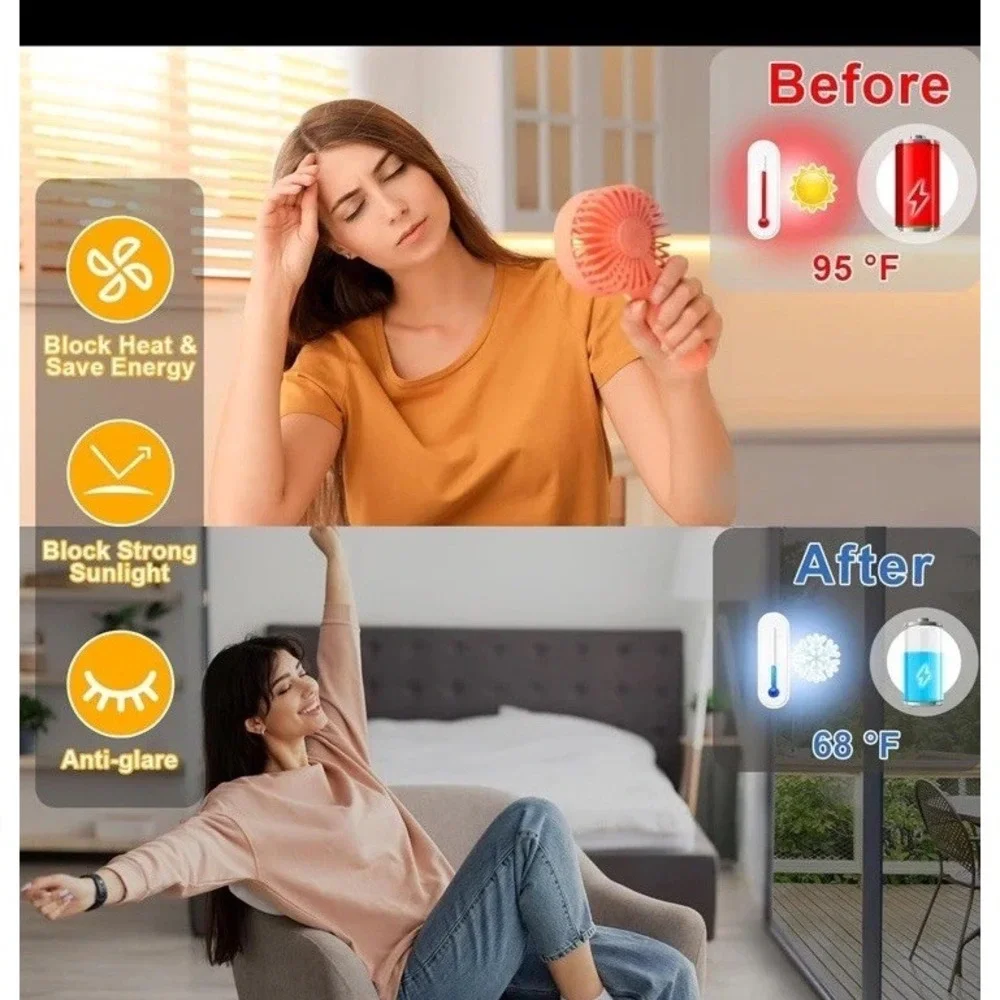 Window Privacy Static Cling Sun Blocking Reflective Silver 29.5x157.4 - 2pk